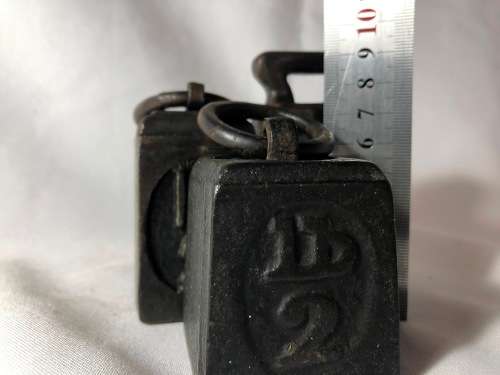 3 ANTIQUE CAST IRON SCALE WEIGHTS