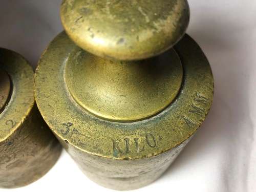 3 Antique brass scale weights - loads of character - 6kg