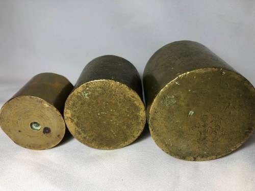 3 Antique brass scale weights - loads of character - 6kg