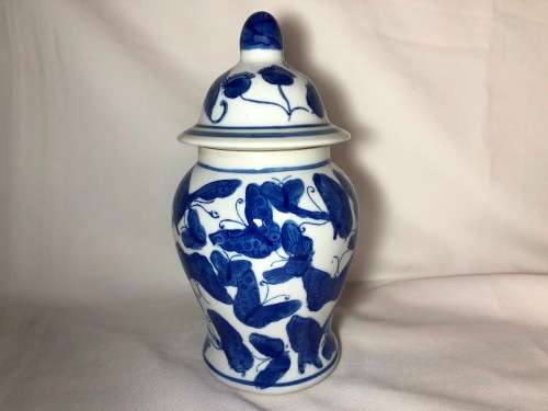 Stunning Genuine Ming Blue and White Butterfly and Floral Design Porcelain Vase with Lid