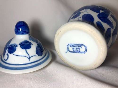 Stunning Genuine Ming Blue and White Butterfly and Floral Design Porcelain Vase with Lid