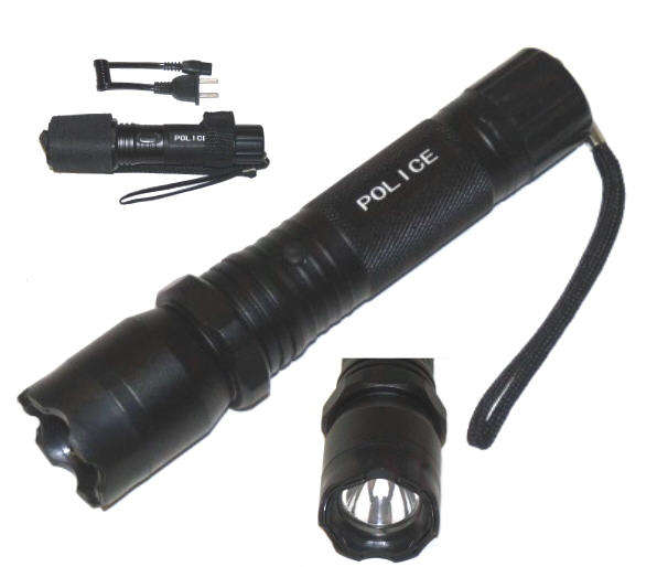 Police Tazer Stun Gun Torch_Rechargeable Flashlight_Nylon Carry Case Incl.