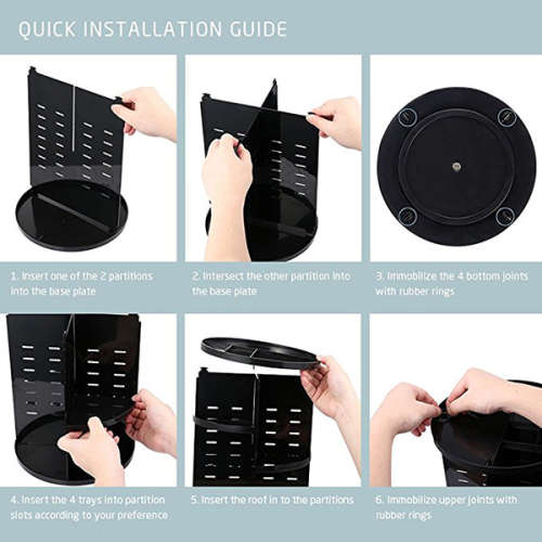 360 Degree Rotating Makeup Organizer - Black  Unboxed