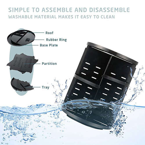 360 Degree Rotating Makeup Organizer - Black  Unboxed