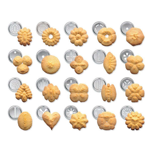 Biscuit Cookie Press Set Includes 20 Disc Shapes & 4 Icing Tips Unboxed