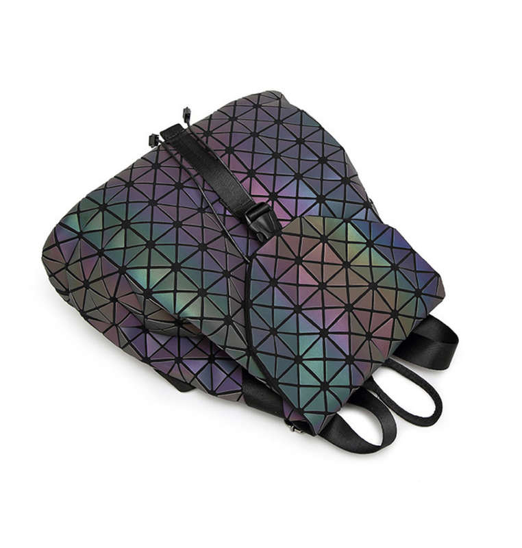 *LOCAL STOCK* Women Geometry Holographic Reflective Backpacks Travel Shoulder Bag