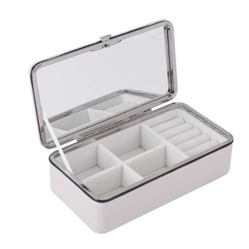 Portable Travel Jewelry Organizer Display Case with Mirror - Beige Unboxed