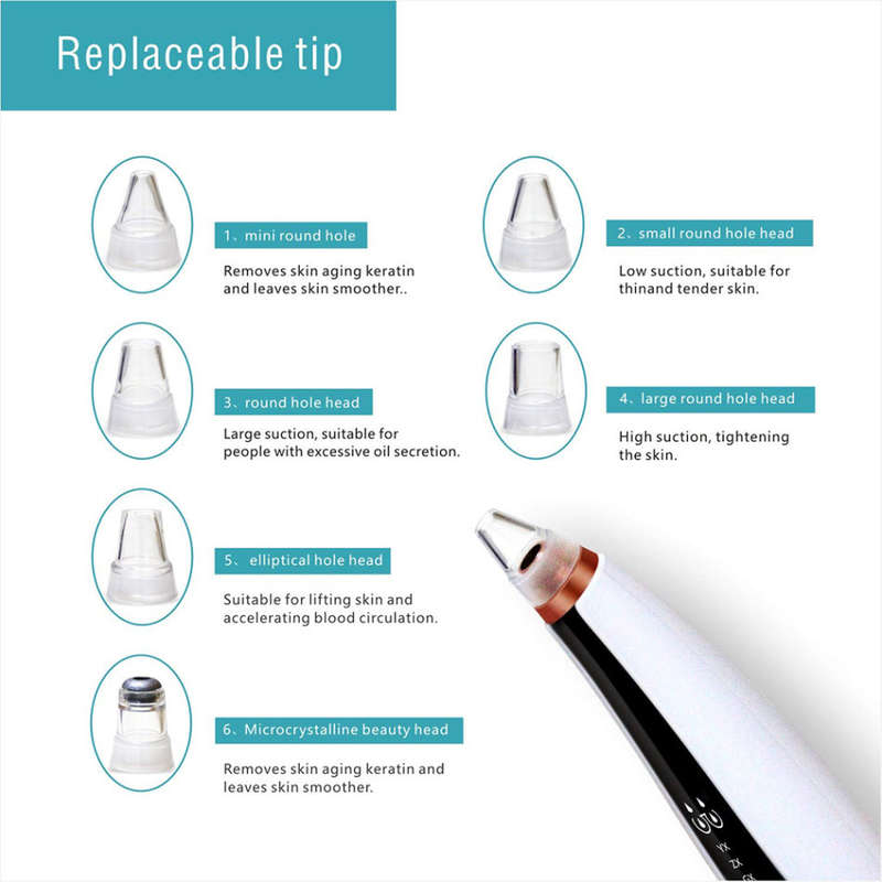 Electronic Blackhead Remover Pore Vacuum Cleaner with 6 Sucker Heads Unboxed