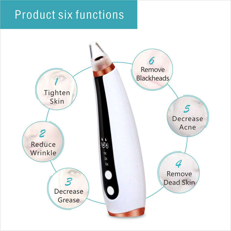 Electronic Blackhead Remover Pore Vacuum Cleaner with 6 Sucker Heads Unboxed