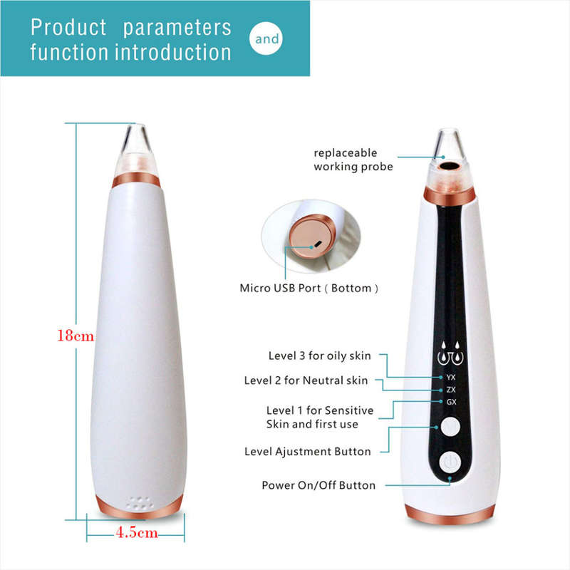 Electronic Blackhead Remover Pore Vacuum Cleaner with 6 Sucker Heads Unboxed