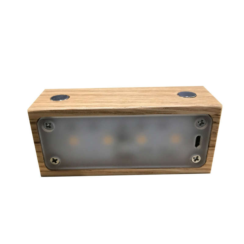Creative Solid Wood LED Night Light for Bedroom Bedside - Rectangle Unboxed