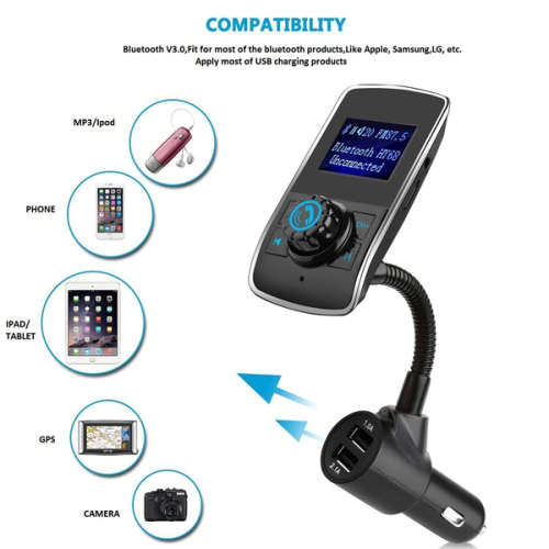 Wireless Radio Adapter Audio Receiver Stereo Music Modulator Car Kit with USB Charger Unboxed