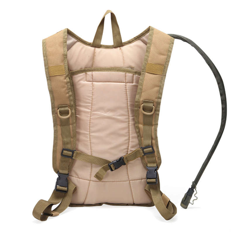Hydration Backpack with 2L Water Bladder for Camping - Khaki Unboxed