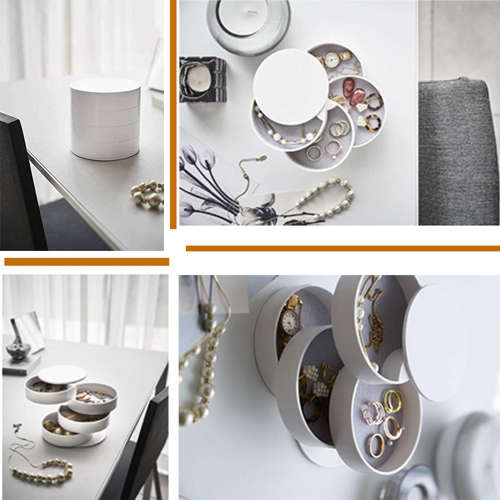 4-Tier Creative Rotatable Jewelry Organizer Box with Lid Unboxed
