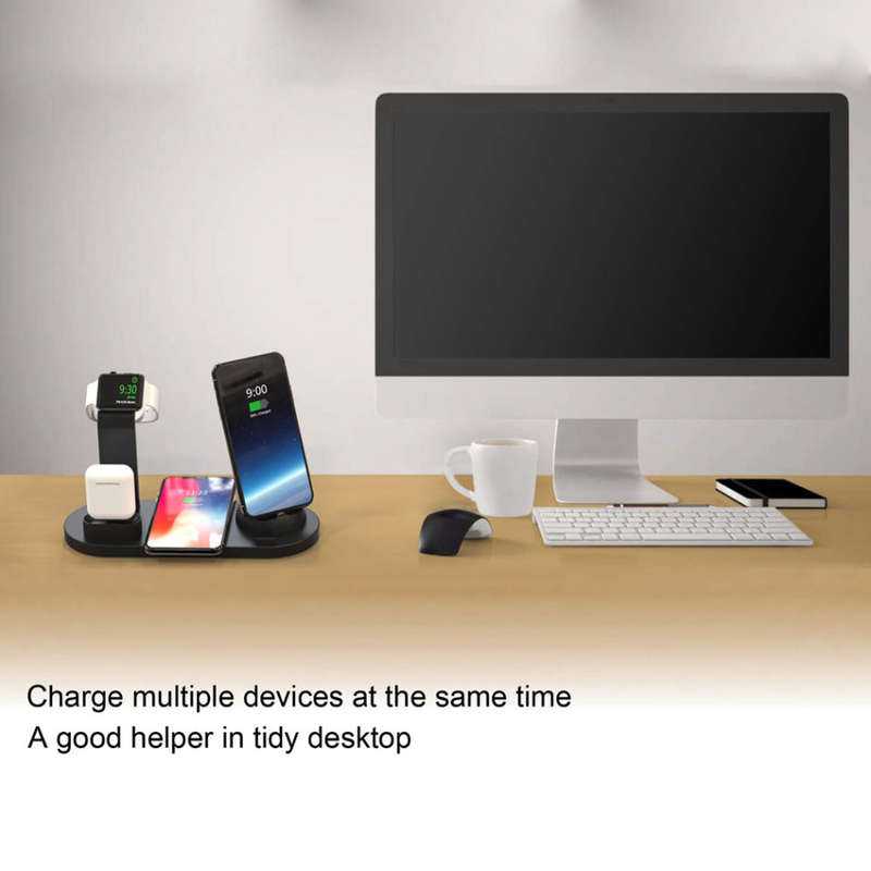 3 in 1 Wireless Charging Dock Station for Apple Watch Airpods iPhone-Black Unboxed