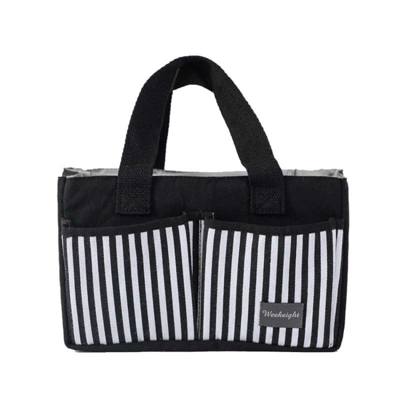 Portable Canvas Diaper Caddy Storage Bag - Stripe Unboxed