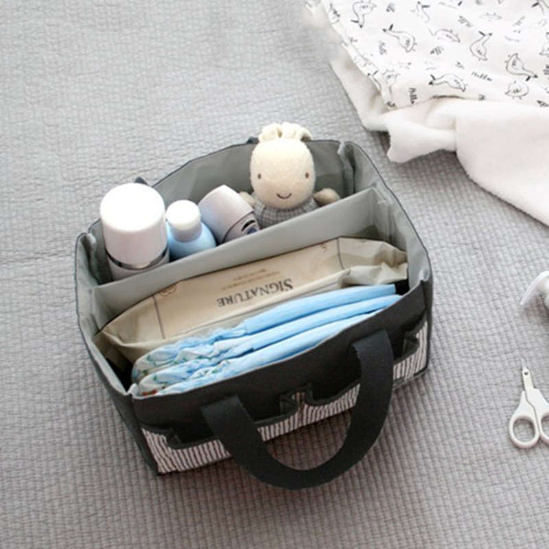 Portable Canvas Diaper Caddy Storage Bag - Stripe Unboxed