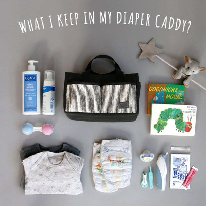 Portable Canvas Diaper Caddy Storage Bag - Stripe Unboxed