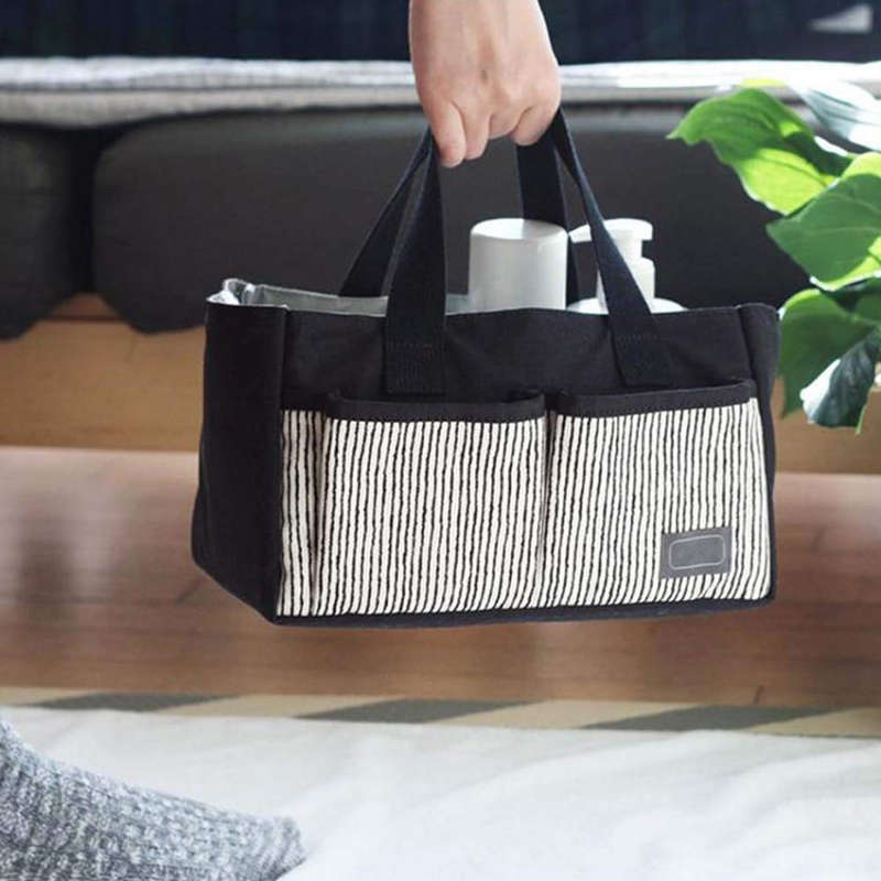 Portable Canvas Diaper Caddy Storage Bag - Stripe Unboxed