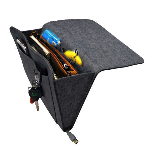 Bedside Deskside Caddy Felt Storage Organizer-Dark Gray Unboxed
