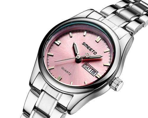 Women Quartz Casual Understated Face Stainless Steel Wristwatch - Pink Unboxed