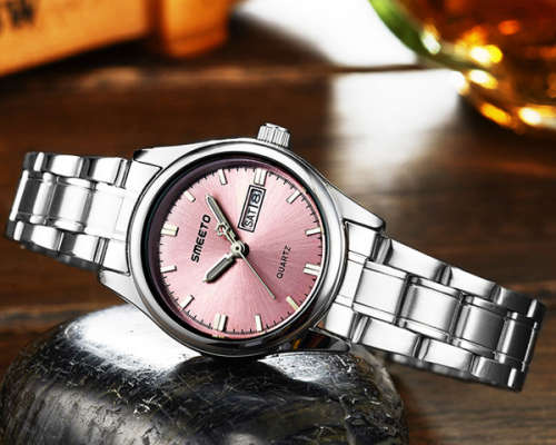 Women Quartz Casual Understated Face Stainless Steel Wristwatch - Pink Unboxed