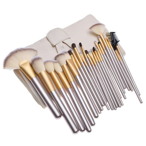 24 Piece Synthetic Hair Cosmetic Makeup Brush Set-Champagne Unboxed