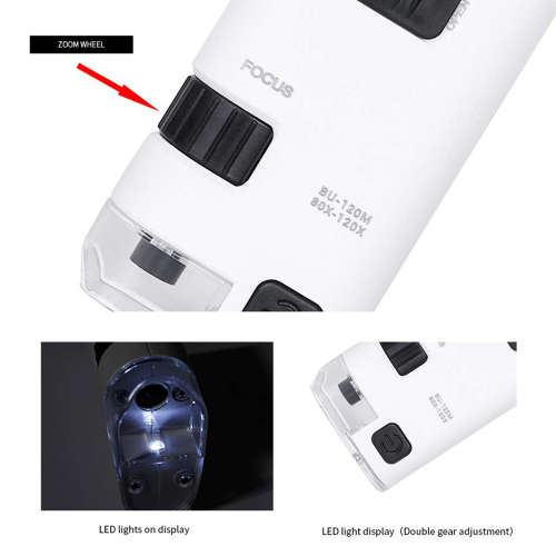 80X-120X Microscope Magnifier LED Light For Mobile Phone Camera Unboxed