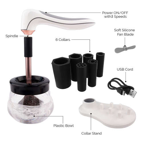 Portable 3 Level Electric Makeup Brush Cleaner Kit-White Unboxed