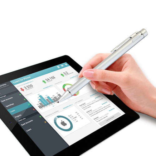 Active Stylus Touch Pen Capacitance Pencil For iPhone Tablet-Silver Unboxed