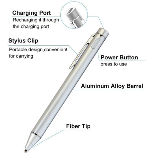 Active Stylus Touch Pen Capacitance Pencil For iPhone Tablet-Silver Unboxed