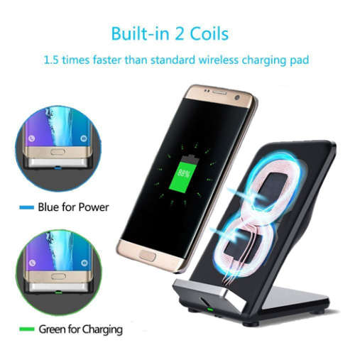 2 Coil Qi Wireless Fast Charging Pad Stand Unboxed