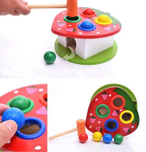 Wooden Pounding Bench Toy With Mallet Unboxed