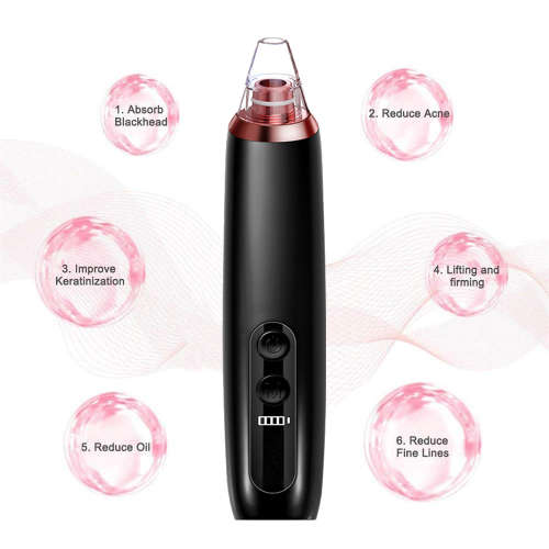 Electronic Blackhead Remover Vacuum Cleaner with 6 Sucker Heads-Black Unboxed