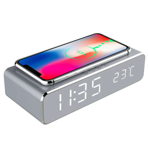 Multifunction Digital LED Desk Alarm Clock Thermometer Wireless Charger Unboxed