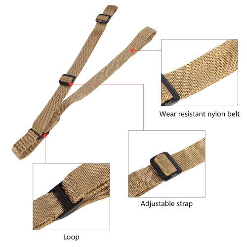 Tactical Adjustable Dual-Points Tactical Rifle Gun Sling Strap - Khaki Unboxed