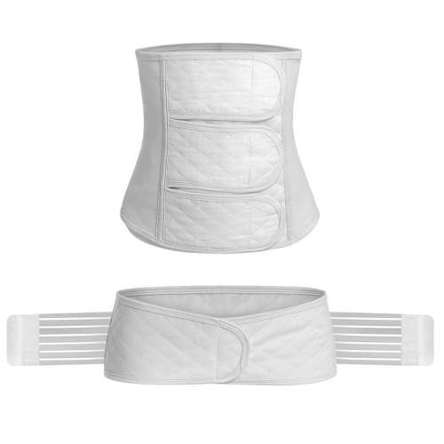 Postpartum Girdle Belly Binder & Pelvis Belt (Size:L) - White