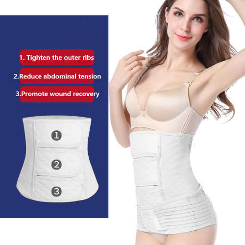 Postpartum Girdle Belly Binder & Pelvis Belt (Size:L) - White