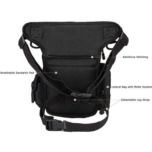 Multi-Purpose Military Tactical Molle Drop Leg Bag - Black