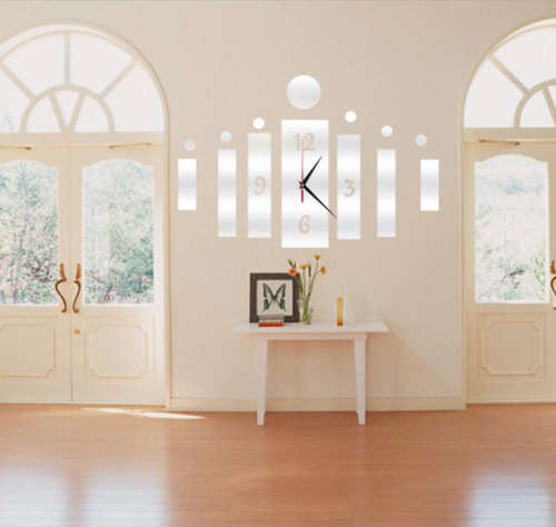 Modern Art DIY Acrylic Mirror Cylinder Wall Clock-Silver