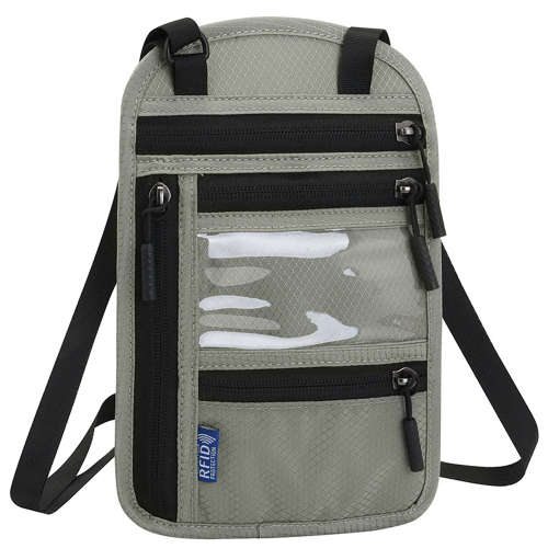 Security Travel Neck Pouch RFID Blocking Passport Holder Neck Wallet