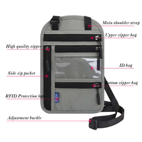 Security Travel Neck Pouch RFID Blocking Passport Holder Neck Wallet