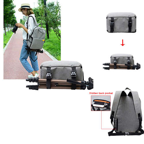 Professional Anti-shock Travel Camera Backpack DSLR Bag - Gray