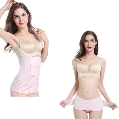Postpartum Girdle Belly Binder & Pelvis Belt (Size:L) - Pink