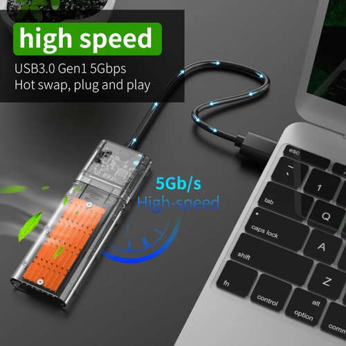 Transparent M.2 SSD NGFF SATA Hard Drive Case for USB3.0 Gen1 - Gold