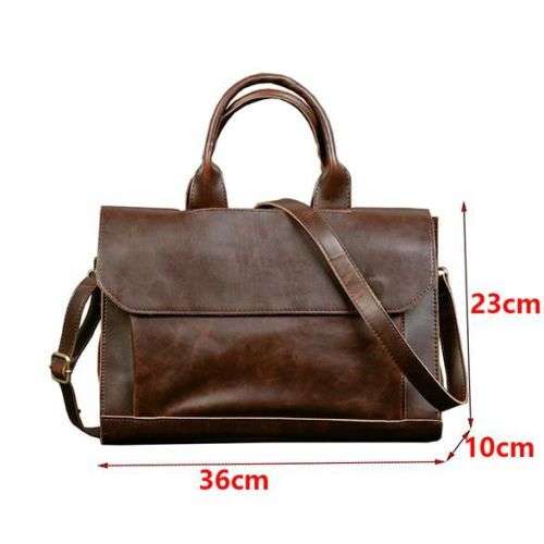 Large Men Crazy Horse PU Leather Business Briefcase Bag