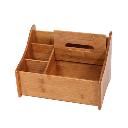 Bamboo Toiletry Storage Organizer Pen Cellphone Remote Control Holder Tissue Box