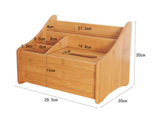 Bamboo Toiletry Storage Organizer Pen Cellphone Remote Control Holder Tissue Box