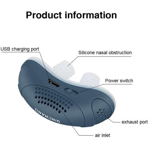 Electric USB Charging Anti Snoring Aid Sleep Device - Blue