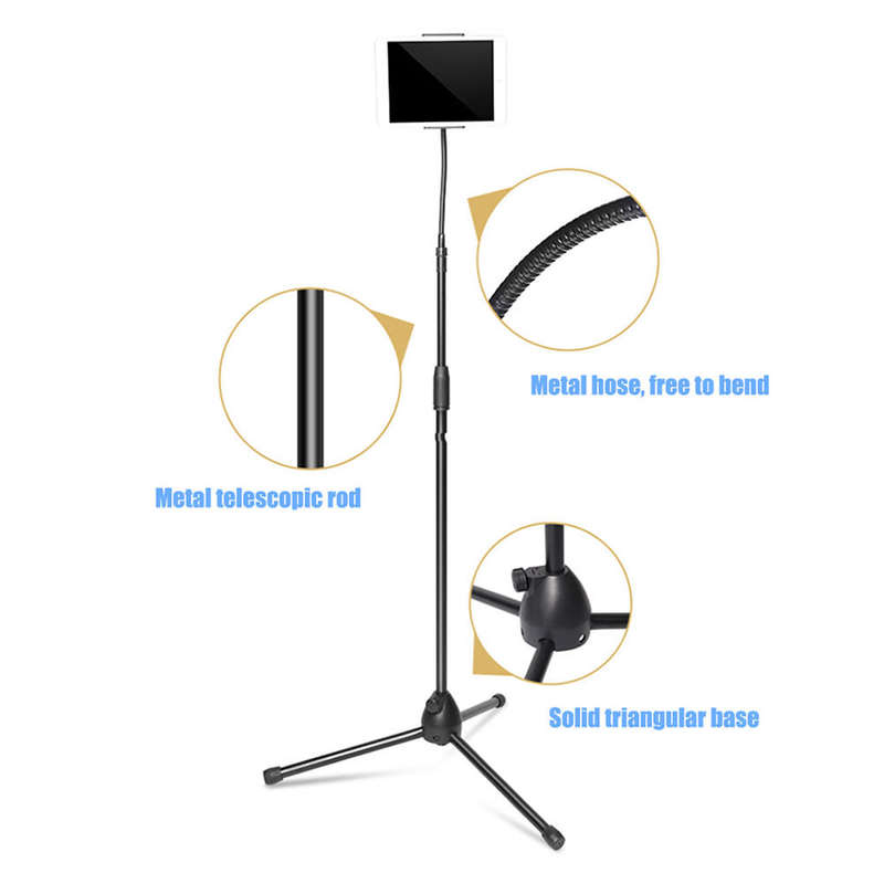 Universal Tripod Floor Stand Holder Adjustable Gooseneck For iPhone Tablet